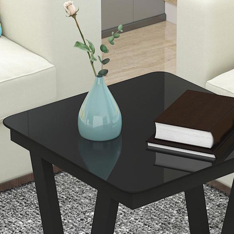 Modern Metal and Glass End Table Square Trestle End Table for Living Room