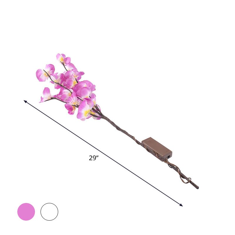 Plastic Moth Orchid Table Light Decorative LED Nightstand Lighting in White/Purple and Pink for Bedroom