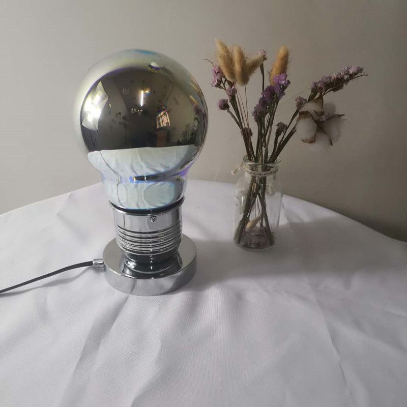 3D Mirrored Glass Ball Night Lamp Postmodern 1 Head Table Light in Chrome