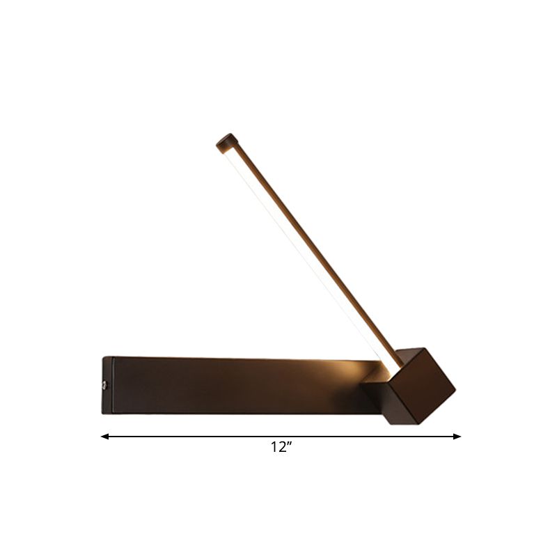 Black Slim Rod LED Wall Light Fixture Minimalist Aluminum Sconce Lamp in Warm/White Light