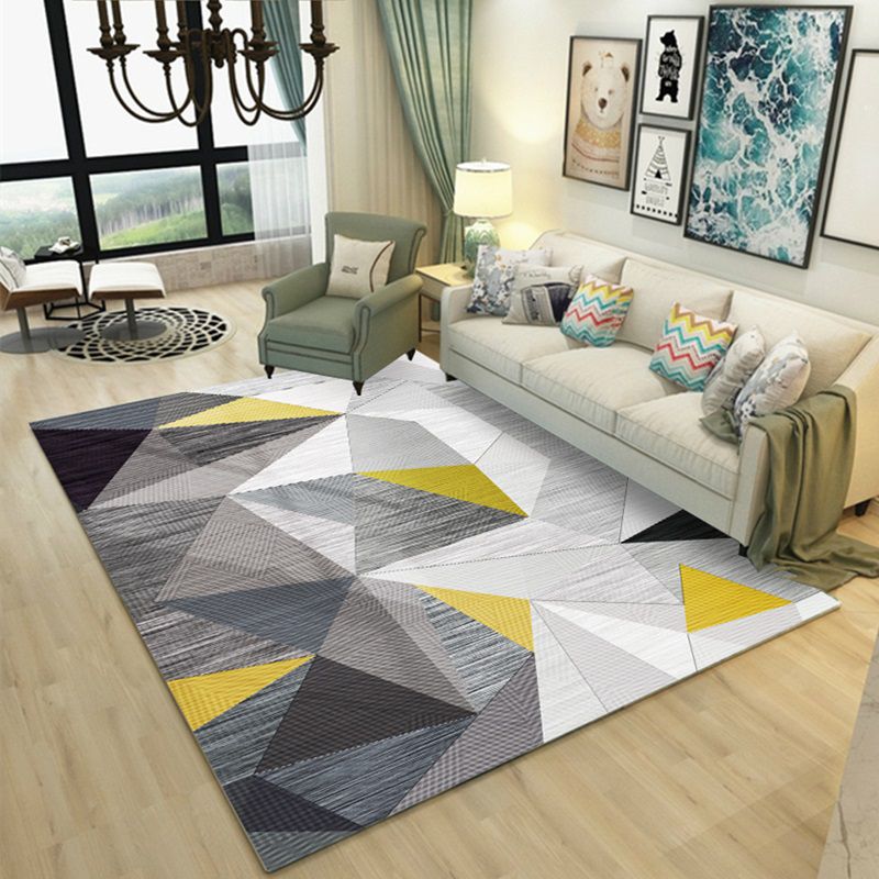Multicolor Simplicity Carpet Polyester Geometric Lines Indoor Rug Stain Resistant Rug for Home Decor