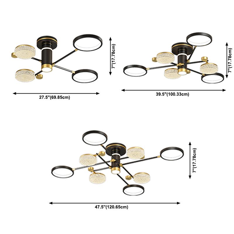 Lampadario da soffitto a semi-incasso Sputnik in stile moderno, lampadario a semi-incasso in metallo a più luci