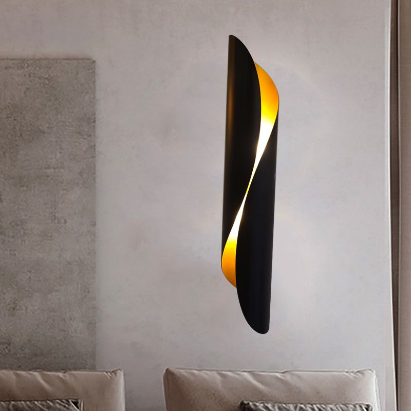 Minimalismo de montura de montaje enrollado de 2 cabezas Minimalismo Black/White Metallic Wall Lighting