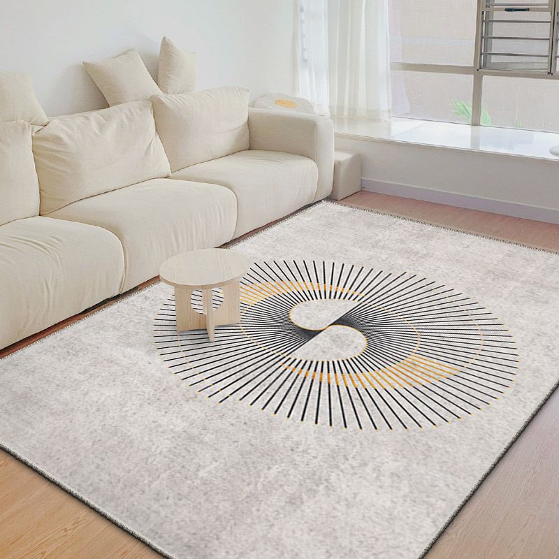 Beige Casual Rug Polyester Line Area Rug Stain Resistant Rug for Living Room