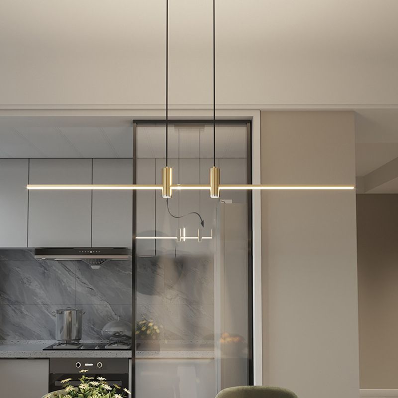 Modern Linear Island Light Fixtures 1-Light Restaurant LED Hanging Lamp with Spotlight
