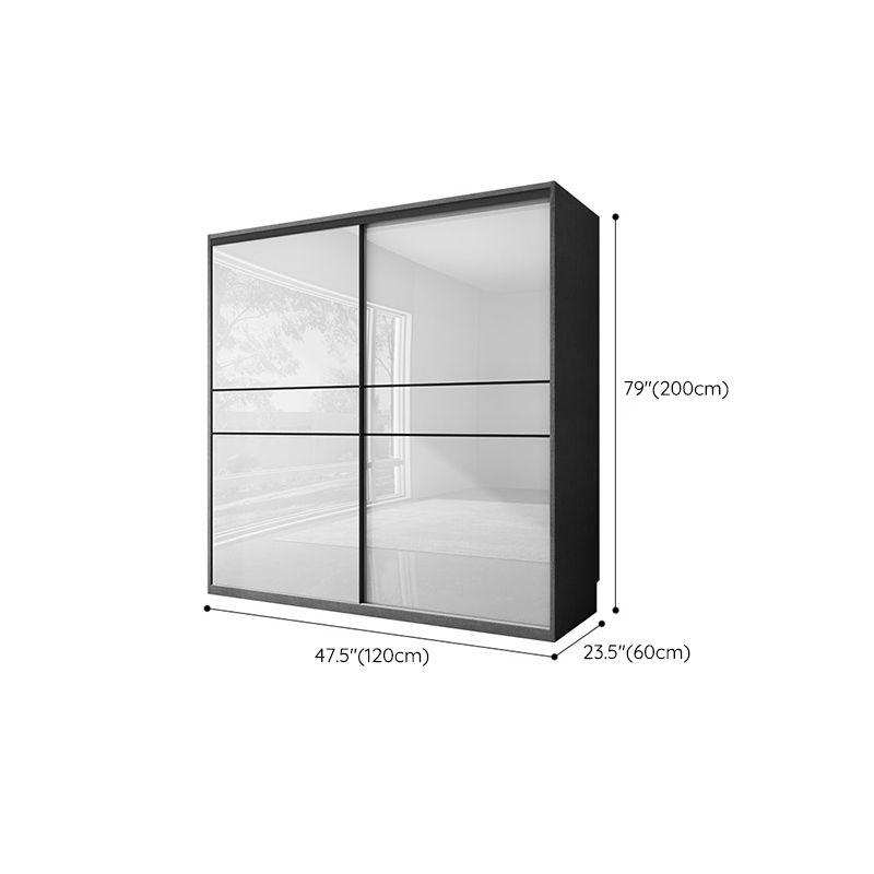 Glossy White Manufactured Wood Storage Cabinet Modern Cabinet with Sliding Doors