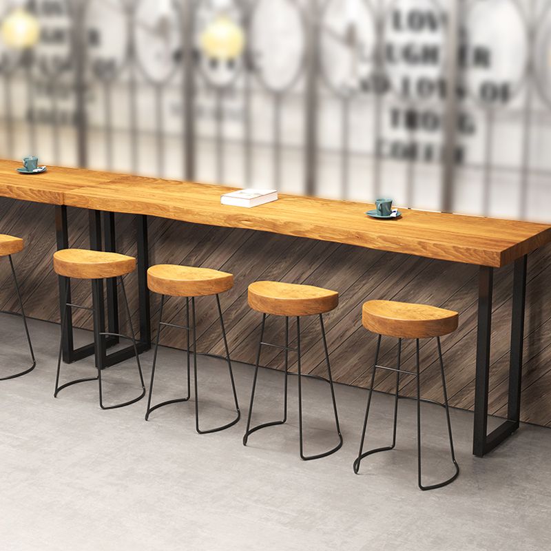 Specialty Brown Modern Style Bar Table Solid Wood and Iron Coffee Shop Bar Table