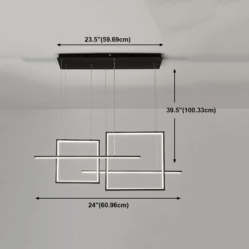 Pendre simple Light Black 4-Light Metal Pending Lighting Fixtures for Dining Room