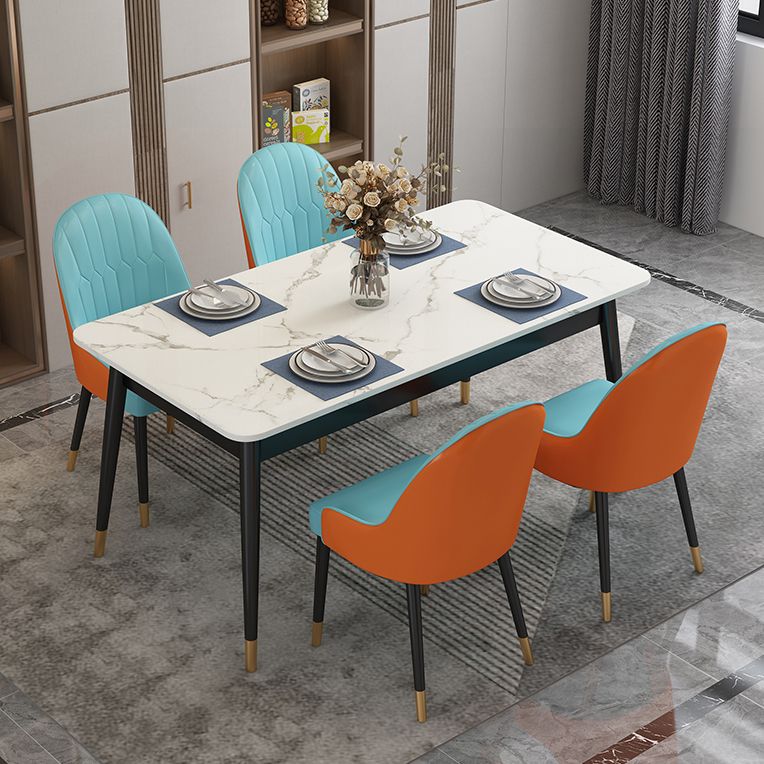 Modern Style Rectangle Stone Table Standard Height Dining Table with 4 Legs