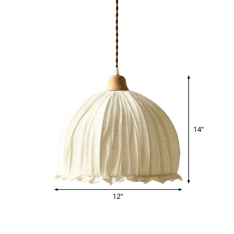 Dome Fabric Suspension Light Modernism 1 Light White Ceiling Pendant Lamp for restaurant