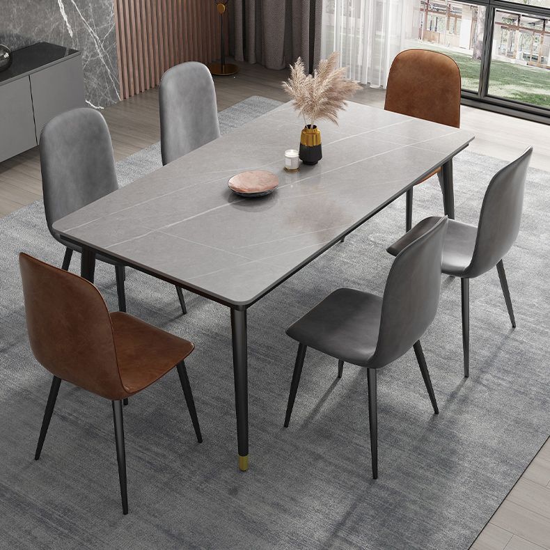 Table à manger de cuisine en pierre fritrée moderne avec base de 4 jambes avec base de 4 jambes