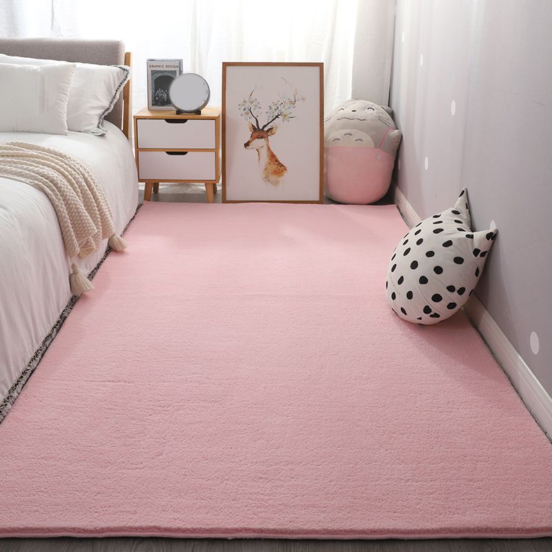 Simple Bedroom Rug Multi Color Solid Color Rug Cotton Blend Anti-Slip Backing Stain-Resistant Pet Friendly Indoor Rug