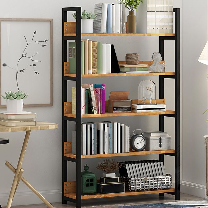 Open Steel Wood Bookcase Modern Home Simple Office Rectangular Bookshelf
