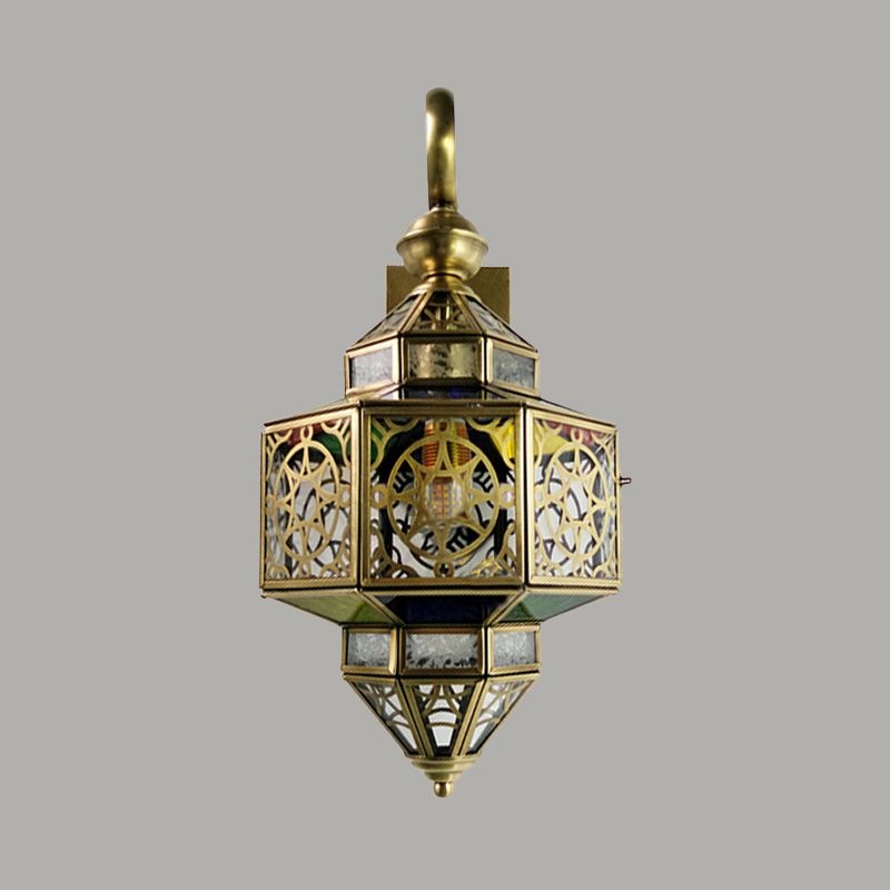 Metal Brass Sconce Light Fixture Hollow Out 1-Bulb Arab Wall Mounted Lamp for Restaurant