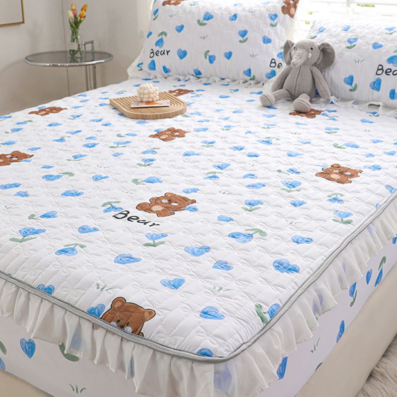 Fitted Sheet Cotton Floral Printed Wrinkle Resistant Breathable Ultra Soft Bed Sheet Set