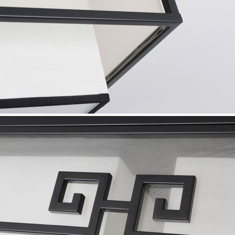 Modern Style Flush Mount Fabric Ceiling Light in Black for Bedroom