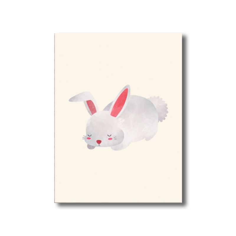 Illustration Print Small Animal Canvas Light Color Children's Art Wall Decor for Sitting Room