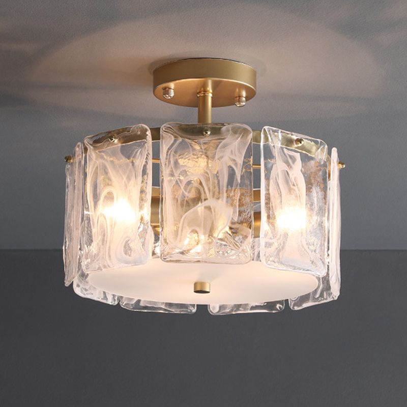 Contemporary Ceiling Lamp Simple Flush Mount Light Fixture with Glass Shade for Bedroom
