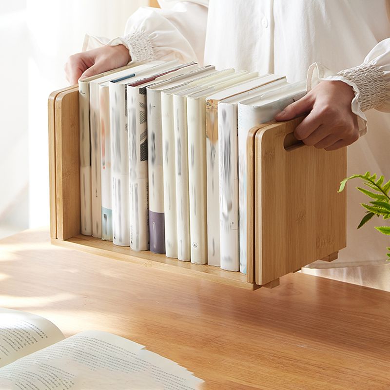 Horizontal Contemporary Bamboo Bookcase Open Back Bookshelf for Home Use