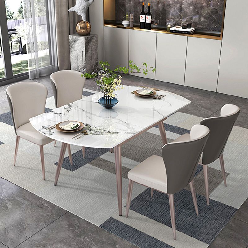 Metal Base Contemporary Dining Table Rectangle Stone Dining Table
