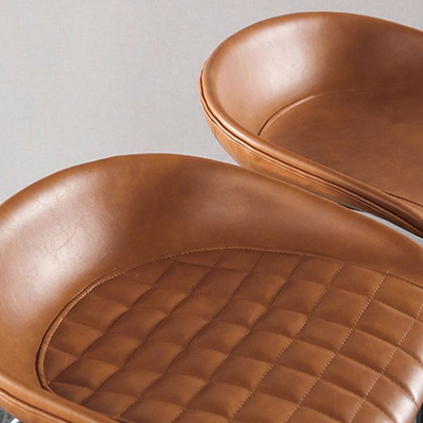 Industrial Style Leather Counter Stool Bucket Stools with Metal Base for Home