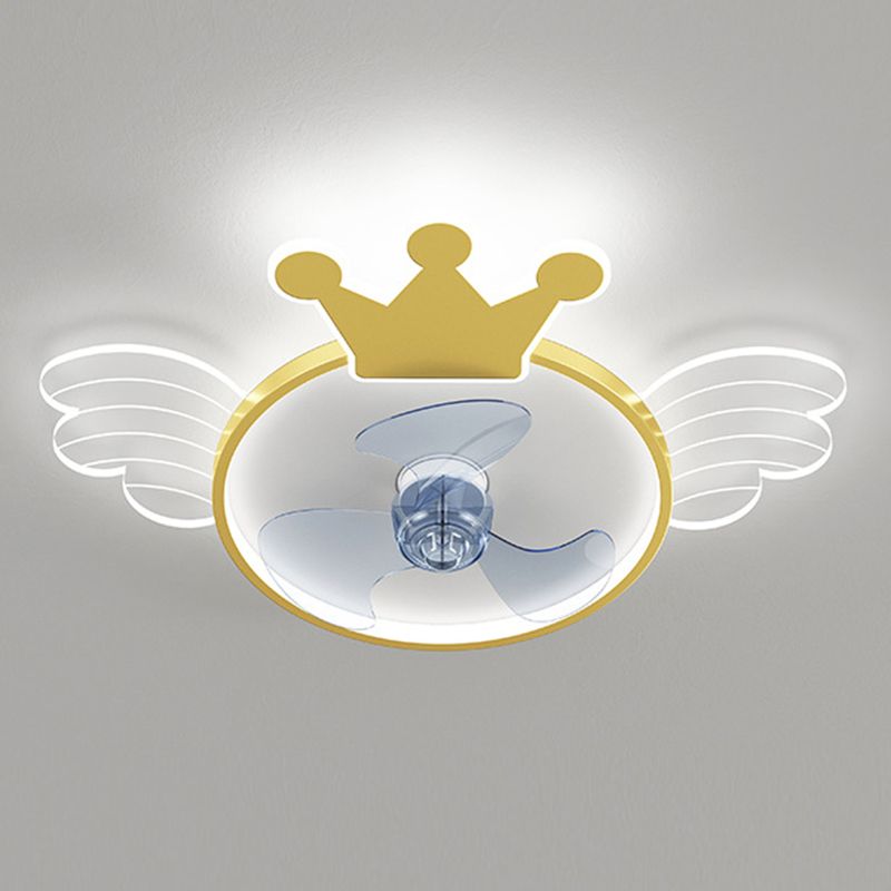 Acryl ventilator plafond lichtvleugel en kroon cartoon led semi-flush mount licht voor babykamer