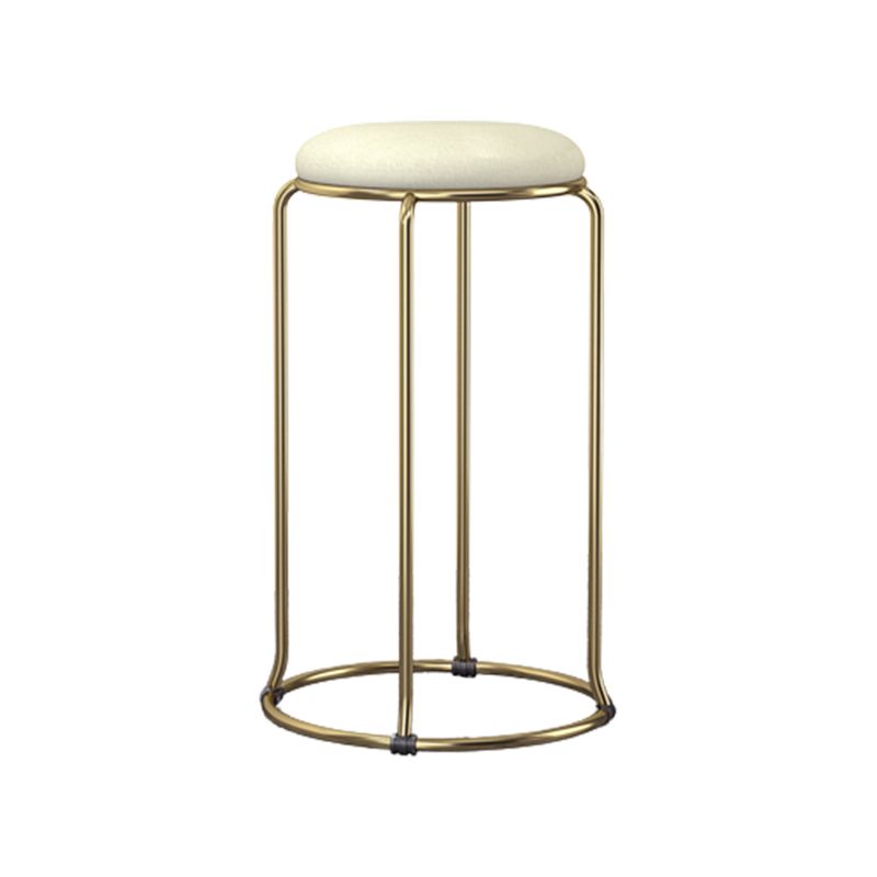 Glam Round Seat Counter Stool Faux Leather and Fabric Backless Counter Chair