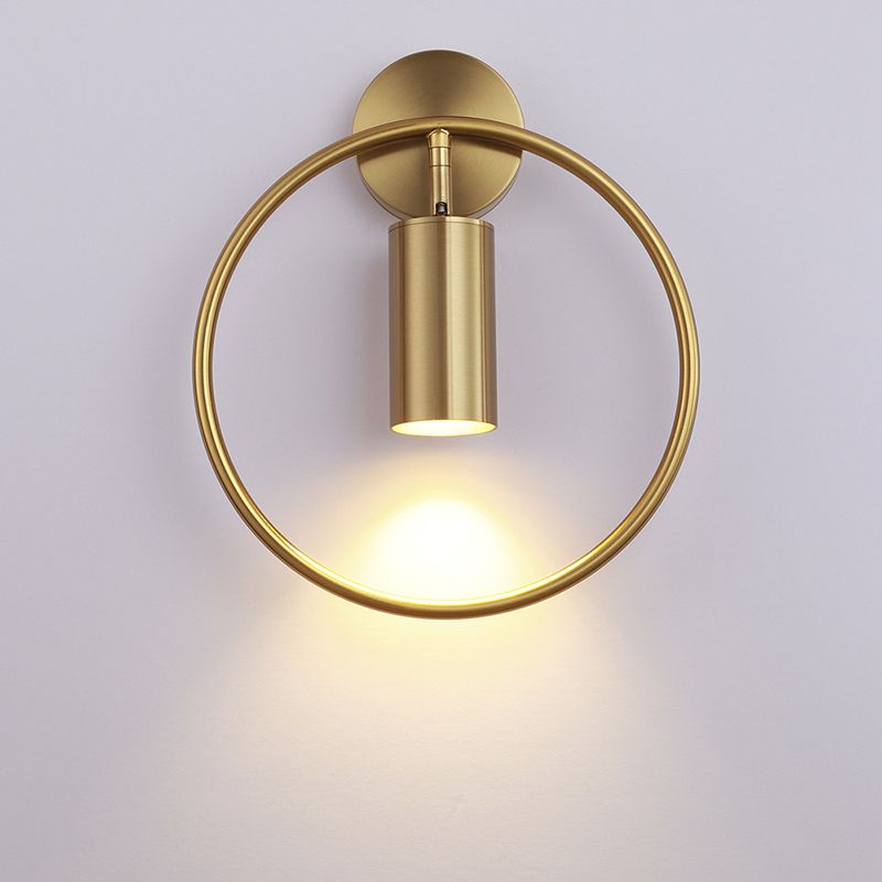 13" H Nordic Style Metal Ring Wall Lamp 1-Light Cylindrical Spotlight Sconce Lights for Bedroom