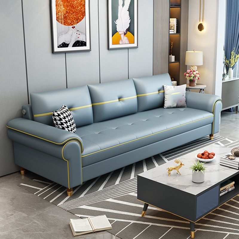 Faux Leather Modern Sofa 31.49"W Pillow Top Arm Sofa for Living Room