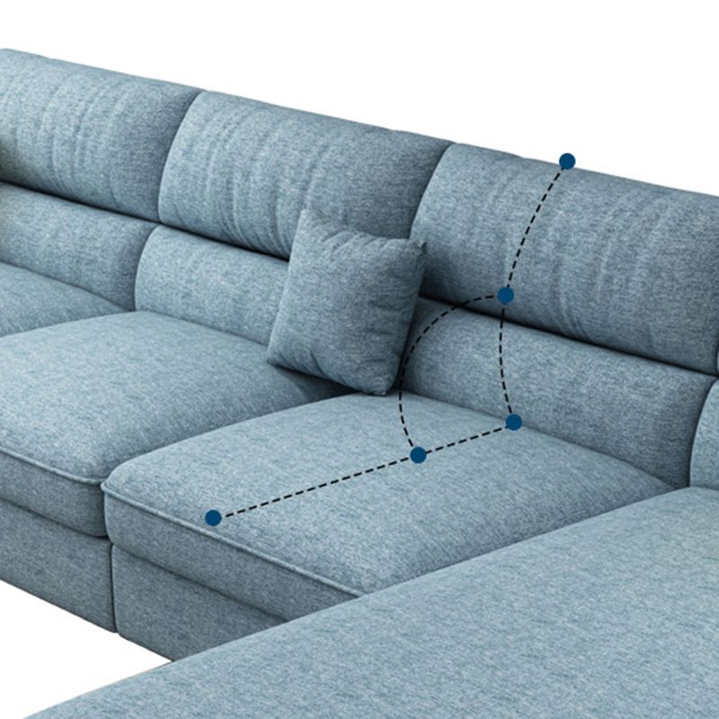 Contemporary Linen/Faux Leather Cushions Sectional Pillow Top Arm Sofa and Chaise