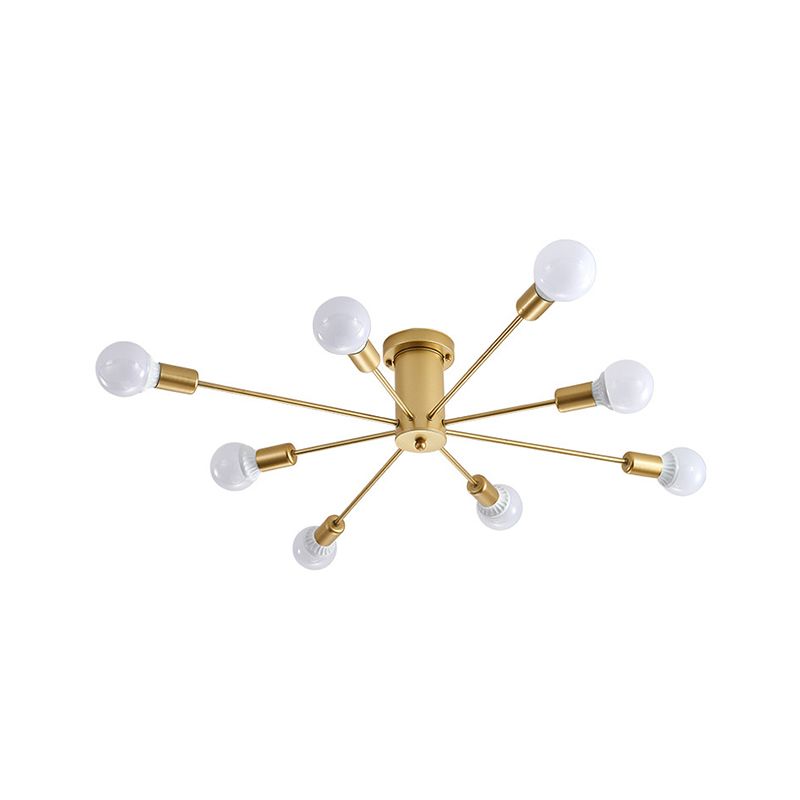 Gouden Starburst plafondgemonteerde kroonluchter eigentijds metaal 6/8/10 hoofden slaapkamer inbouwlamp