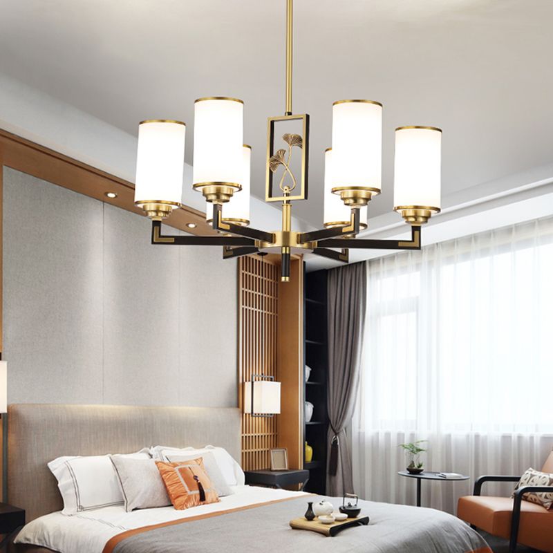 Cylinder Shape Pendant Lights Modern Style Glass Chandelier Lights