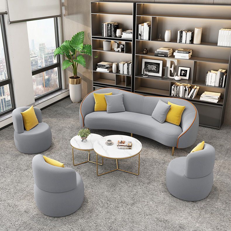 Contemporary White/Grey Sofa with Tight Back Curved Sofa for Apartment