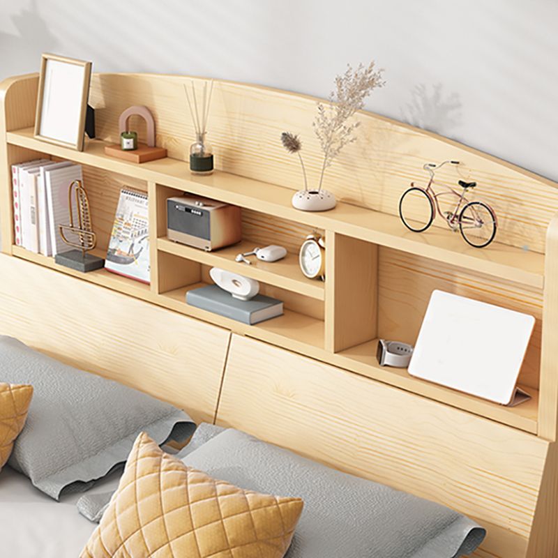 Modern Platform Bed 39.37" High Solid Wood Bed Frame with Shelves and Mattress