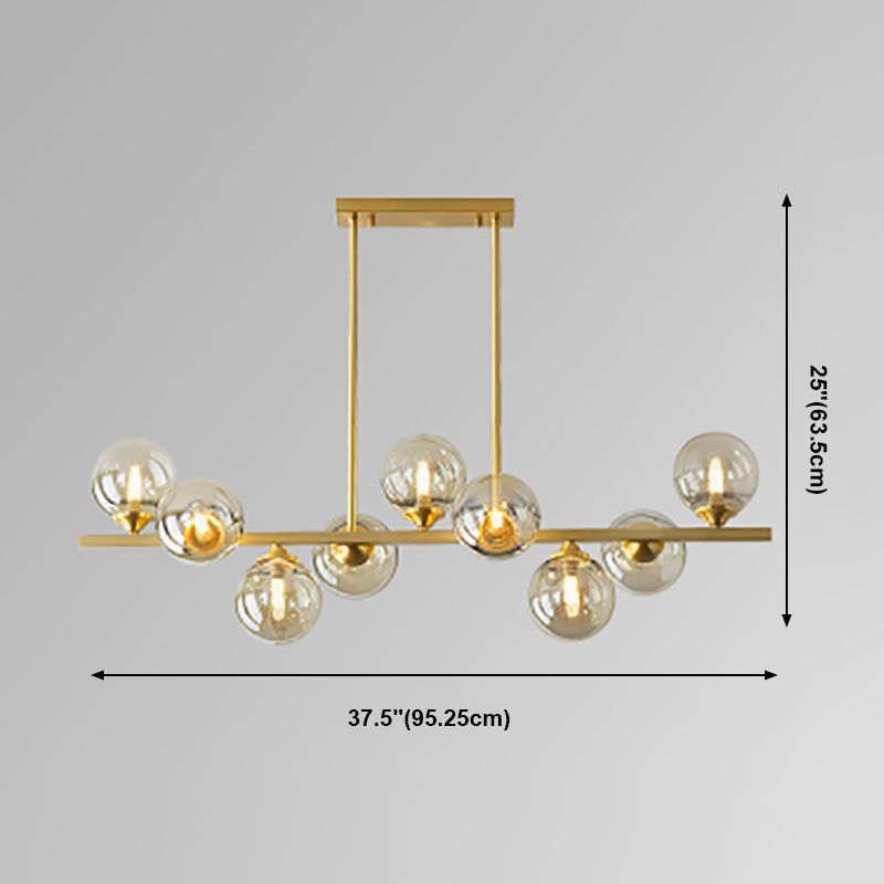 Zeitgenössische Anhänger Lichter Sphere Glass Island Beleuchtungsideen in Gold