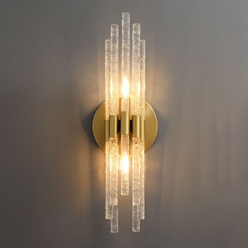 Modern 2 - Light Wall Mounted Sconce Brass and Glass Wall Light in Gold and Clear