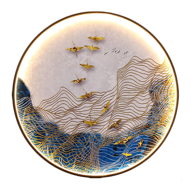 Berg/vogel decoratieve muurschildering lamp Japanse metaal witte led muur lichte sconce voor eetkamer