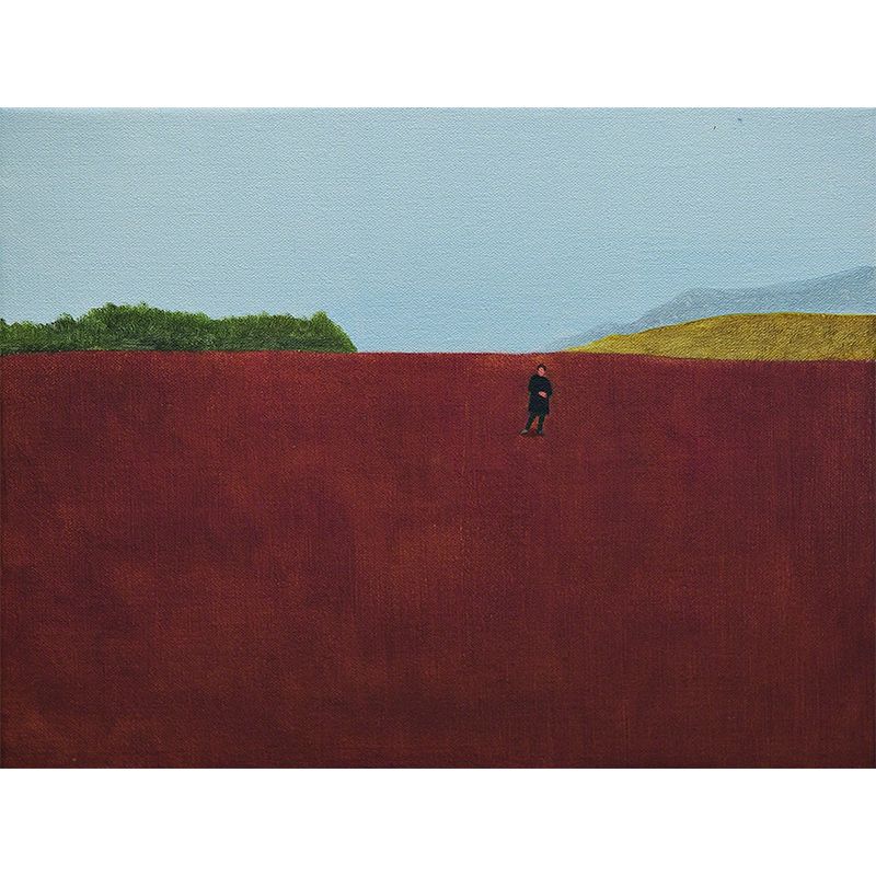Modern Art Grassland Painting Mural Non-Woven Stain-Proof Red Wall Decor for Bedroom