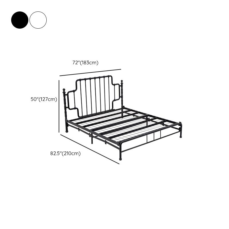 Black/White Open-Frame Bed 50" High Metal Bed with Headboard