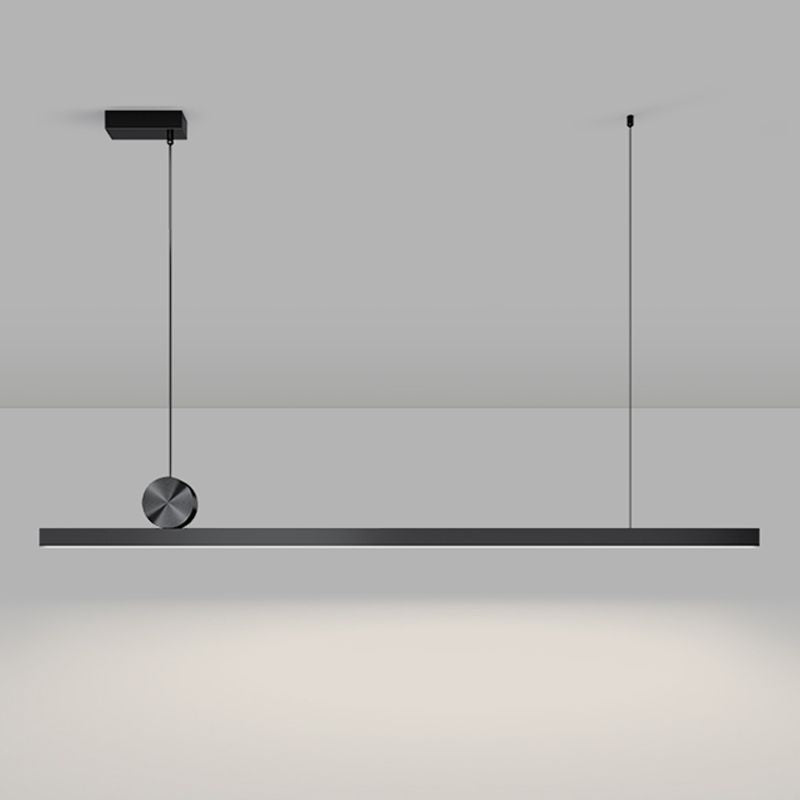 Black Modern LED Island Lighting Linear Aluminum Chandelier Light Fixture for Dining Room