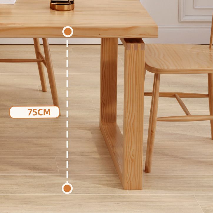 Industrial Dining Room Table Solid Wood Rectangle Dinette Table in Natural