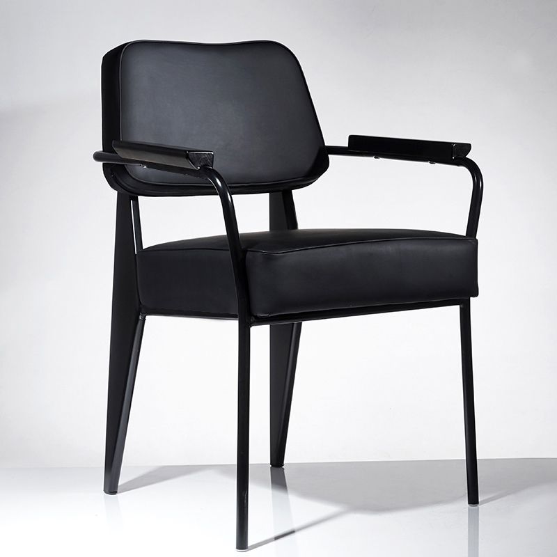 Scandinavian Home Arm Chair Open Back Upholstered Metal Dining Room Chair