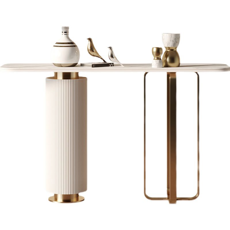 33.46" H Console Table with Rectanglel Shaped Top, Accent Table with Metal Base