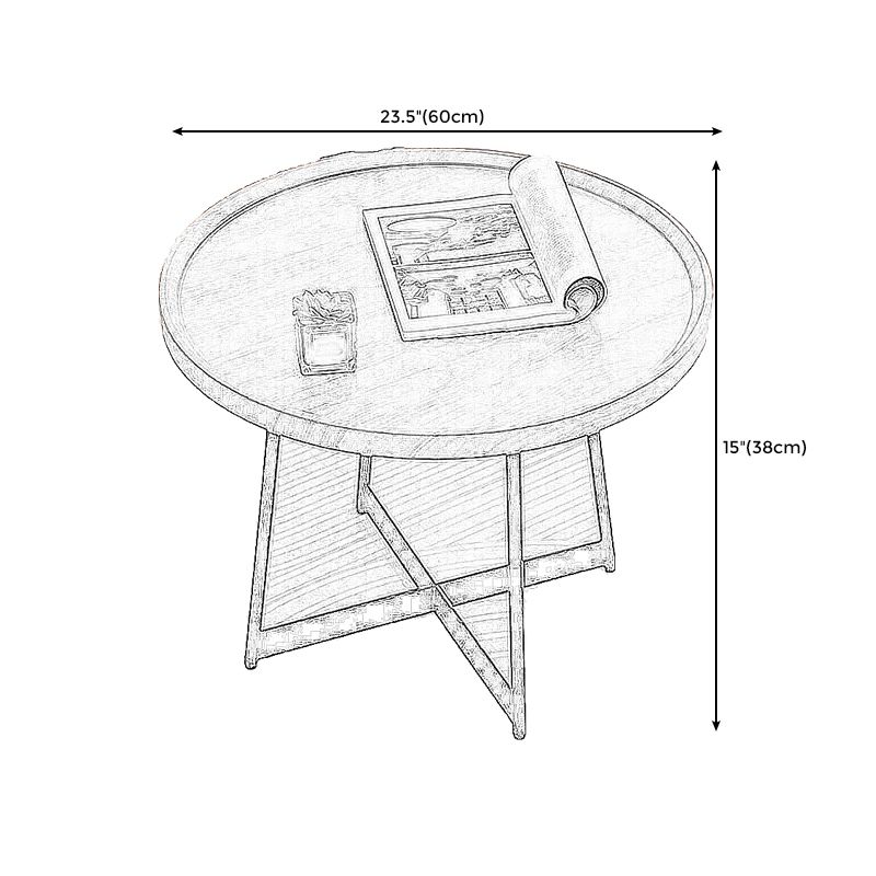 Modern Style Black Metal Base Wood-based/walnut Oval/round Table Top Side Table