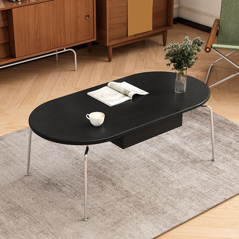 4 Legs Coffee Table Contemporary Oval Solid Wood Coffee Cocktail Table