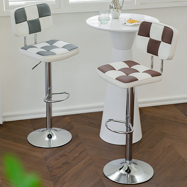 Contemporary Adjustable Height Swivel Upholstered Bar Stool with Footrest