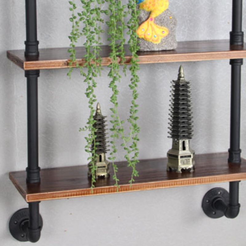 Metal Floating Bookcase Industrial Style Closed Back Shelf for Home Office