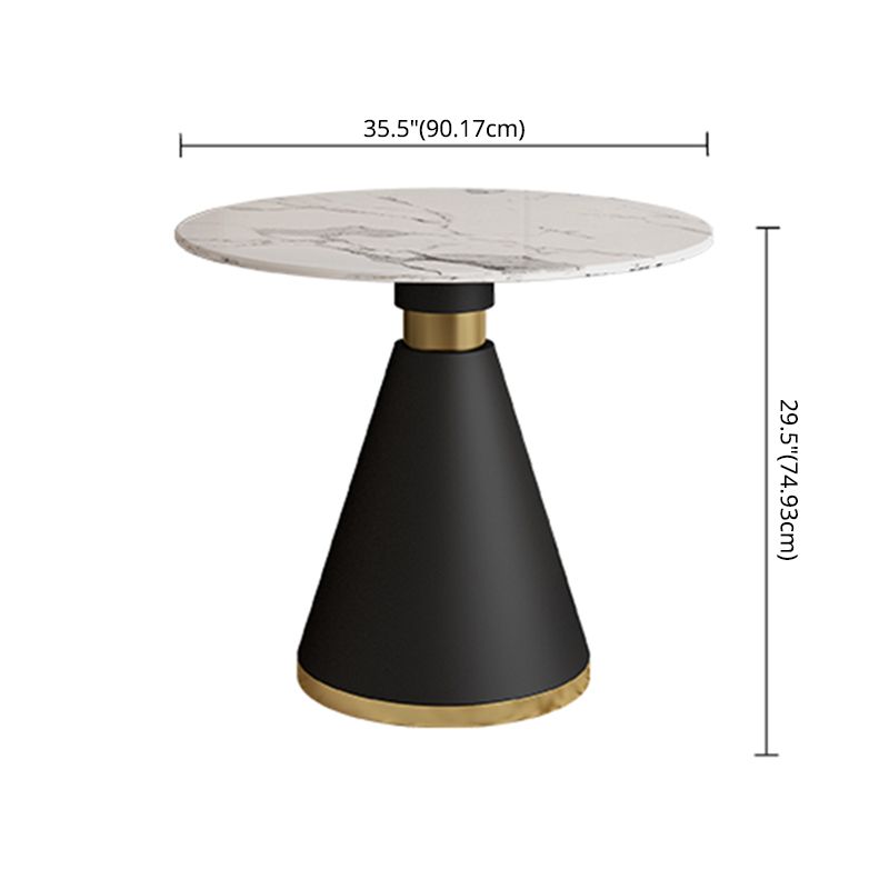 Glam Sintered Stone Dining Room Set with Round Table and Black Leg Dining Table Furniture