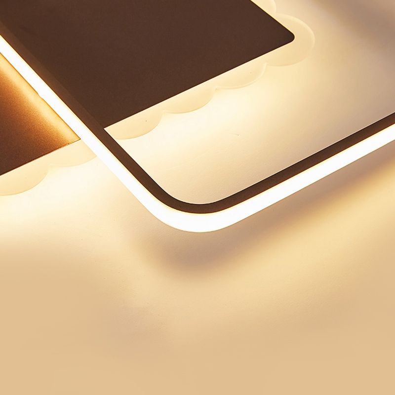 Plafonnier carré moderne en acrylique LED blanc/marron, luminaire de plafond en lumière chaude/blanche/naturelle