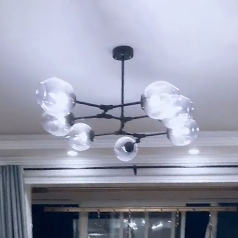 Nordic Molecule Ceiling Pendant Light Dimpled Glass Living Room Chandelier with Pivot Joint